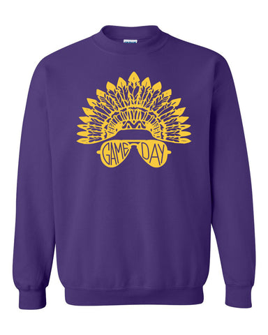 Purple Gameday Youth/ adult crewneck/ Tee