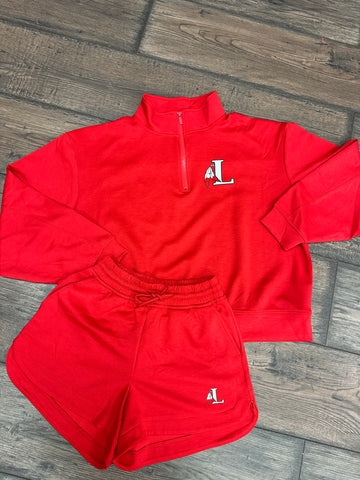 London Red Scuba Shorts and Pullover Set