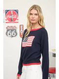 Contrast Trim American Flag Knit Pullover Sweater