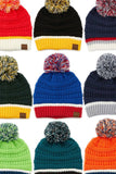 C.C Team Color Ribbed Beanie with Pom Winter Hat