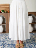 Textured Front Button Detail Midi Skirt