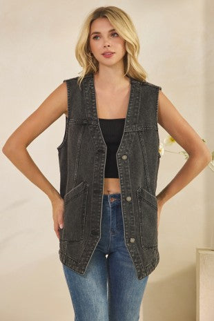 Denim Vest With Pockets