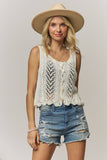 SLEEVELESS KNIT BUTTON VEST TOP- LET4539