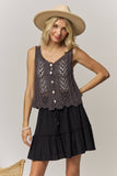 SLEEVELESS KNIT BUTTON VEST TOP- LET4539
