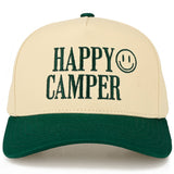 C.C HAPPY CAMPER Letter Embroidered on Two Tone Trucker Hat