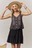 SLEEVELESS KNIT BUTTON VEST TOP- LET4539