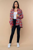 T10561 Long Sleeve Plaid Knit Shacket