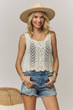 SLEEVELESS KNIT BUTTON VEST TOP- LET4539