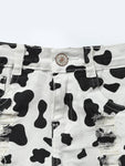 Youth Girls Cow Print Denim Shorts