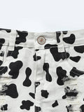 Youth Girls Cow Print Denim Shorts