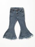 Youth Light Blue Fringe Girls Flare Jeans