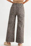 Leopard Frayed Edge Wide Leg High Waist Jeans | 4-16