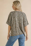 Round Neck Reverse Stitch Leopard Knit Top