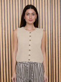 Round Neck Sleeveless Knit Button Down Cardigan