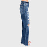 MD HIGH RISE RIGID VINTAGE FLARE W/ PATCH WORK JEANS