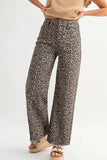 Leopard Frayed Edge Wide Leg High Waist Jeans | 4-16