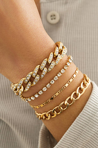 Rhinestone * 4pcs Adjustable Chain Bracelet Sets | One size