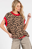 LEOPARD PRINT SLEEVELESS KNIT SWEATER VEST