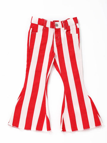 Red Stripe Girls Flare Jeans