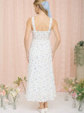 Floral Stripe Clip Dot Sleeveless Maxi Dress