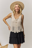 SLEEVELESS KNIT BUTTON VEST TOP- LET4539