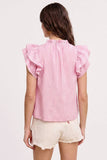 UT1100 Stripe Ruffle Shoulder Blouse