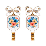 Bow Floral Pickleball Paddle Dangle Earrings