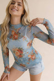 High Neck Semisheer Top W/frilled Merrow Hem