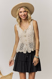 SLEEVELESS KNIT BUTTON VEST TOP- LET4539