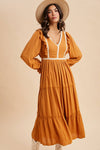 LACE INSET RUFFLE DRESS