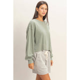 Cropped Mineral Wash Sweatshirt