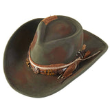 Distressed Fabric Band Rustic Cowgirl Fedora Hat