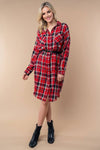 T25660 Long Sleeve Plaid Woven Shacket