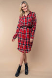T25660 Long Sleeve Plaid Woven Shacket