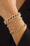 Rhinestone * 4pcs Adjustable Chain Bracelet Sets | One size