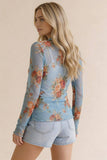 High Neck Semisheer Top W/frilled Merrow Hem