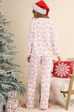 Christmas  Santa Claus Striped Print  Lounge Set | S-XL