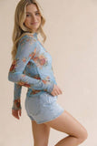 High Neck Semisheer Top W/frilled Merrow Hem