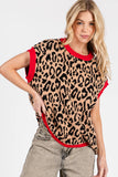 LEOPARD PRINT SLEEVELESS KNIT SWEATER VEST