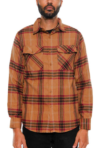 UNISEX LONG SLEEVE FLANNEL BUTTON DOWN SHIRT