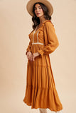 LACE INSET RUFFLE DRESS
