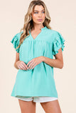 AIRFLOW RUFFLE SLEEVE BLOUSE