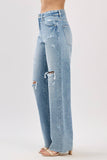 DISTRESSED HIGH RISE RIGID VINTAGE STRAIGHT