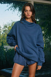 IT2594-BLANK2 | Solid Reversible Mock Neck Sweatshirt Top