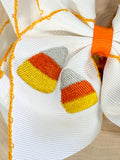 Candy Corn Embroidered Moonstitch Hair Bow