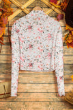 Sassy Floral Mock Neck Mesh Long Sleeve Blouse | S-XL