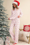 Christmas  Santa Claus Striped Print  Lounge Set | S-XL