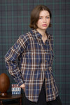 PLAID BUTTON DOWN POCKET DETAIL LONG SLEEVE SHIRT