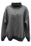 IT2594-BLANK2 | Solid Reversible Mock Neck Sweatshirt Top