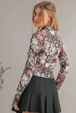 Sassy Floral Mock Neck Mesh Long Sleeve Blouse | S-XL